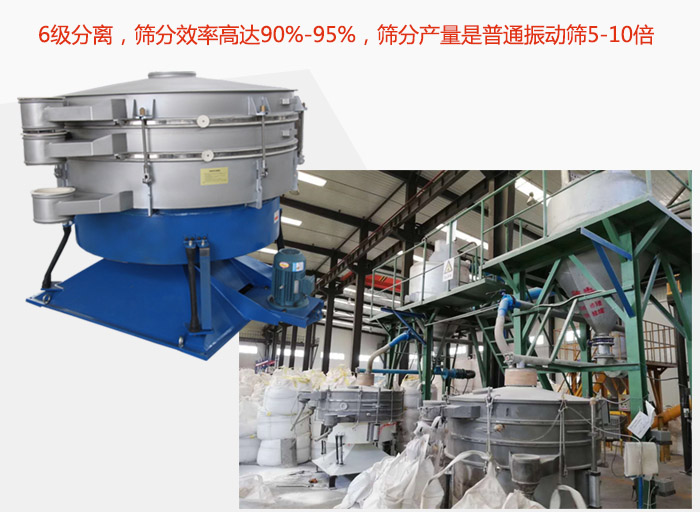 搖擺篩采用6級(jí)分離，篩分效率高達(dá)90%-95%，篩分產(chǎn)量是普通振動(dòng)篩5-10倍
